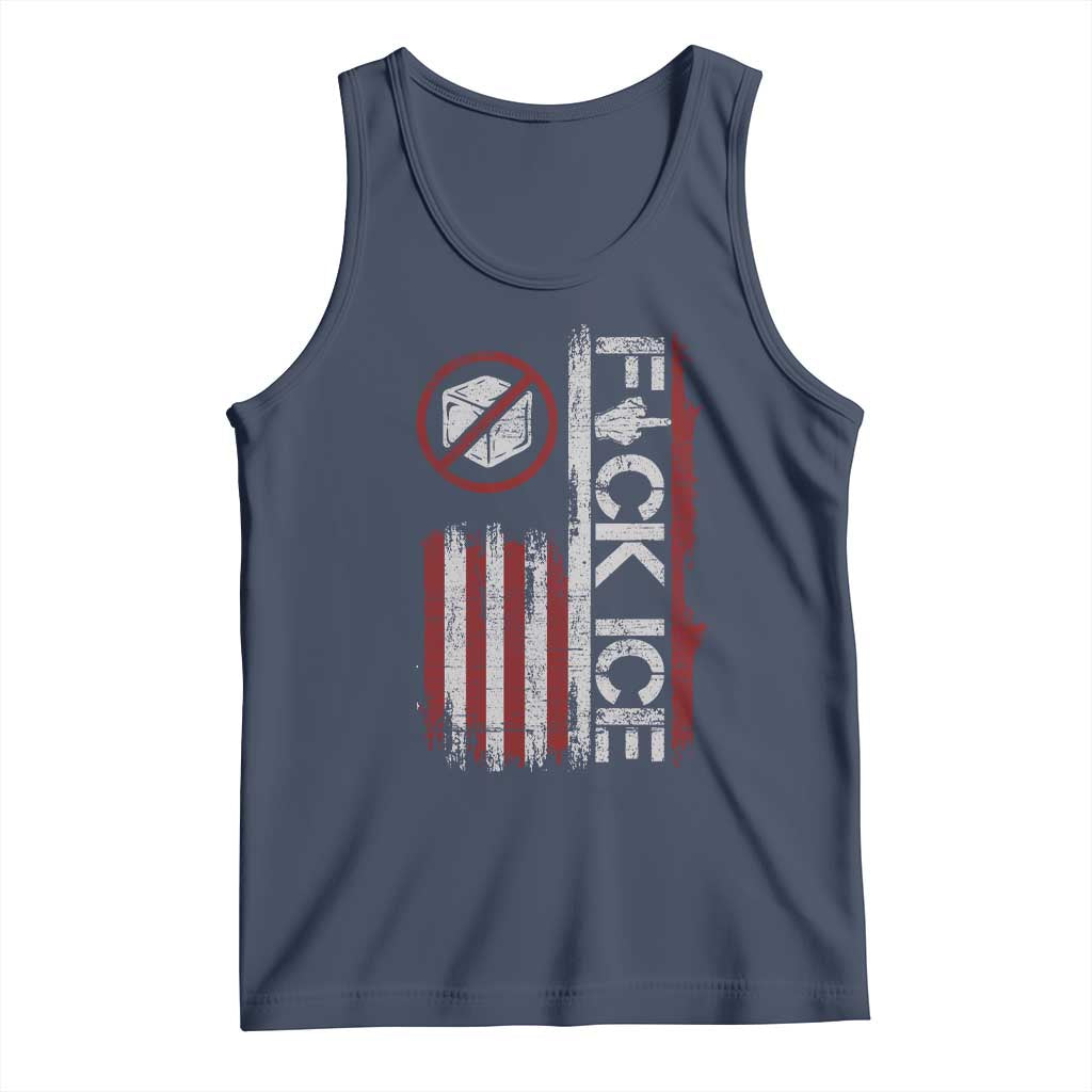 Fck Ice Tank Top Retro US Flag Subtle FDT Protest TS10 Navy Print Your Wear