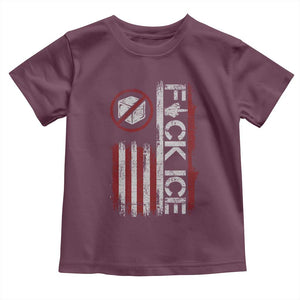 Fck Ice Toddler T Shirt Retro US Flag Subtle FDT Protest TS10 Maroon Print Your Wear