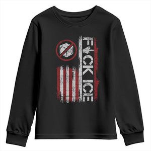 Fck Ice Youth Sweatshirt Retro US Flag Subtle FDT Protest TS10 Black Print Your Wear