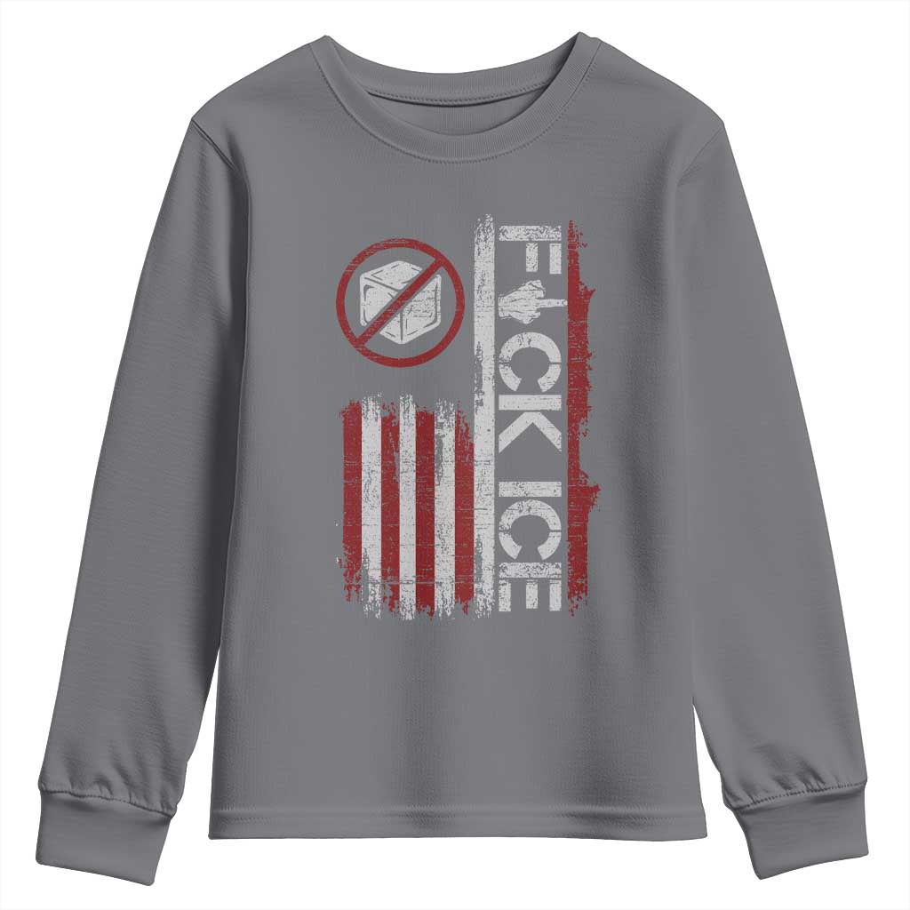 Fck Ice Youth Sweatshirt Retro US Flag Subtle FDT Protest TS10 Charcoal Print Your Wear