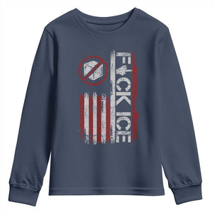 Fck Ice Youth Sweatshirt Retro US Flag Subtle FDT Protest TS10 Navy Print Your Wear