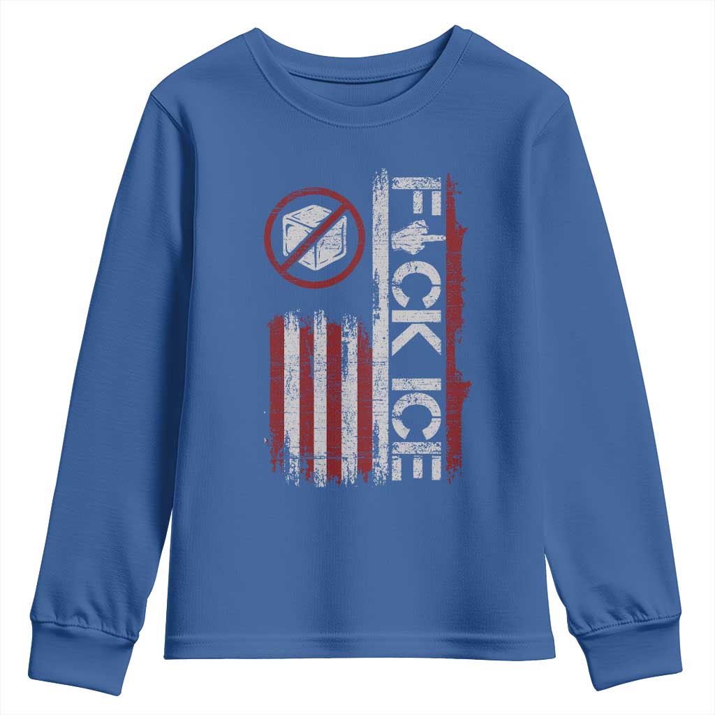 Fck Ice Youth Sweatshirt Retro US Flag Subtle FDT Protest TS10 Royal Blue Print Your Wear