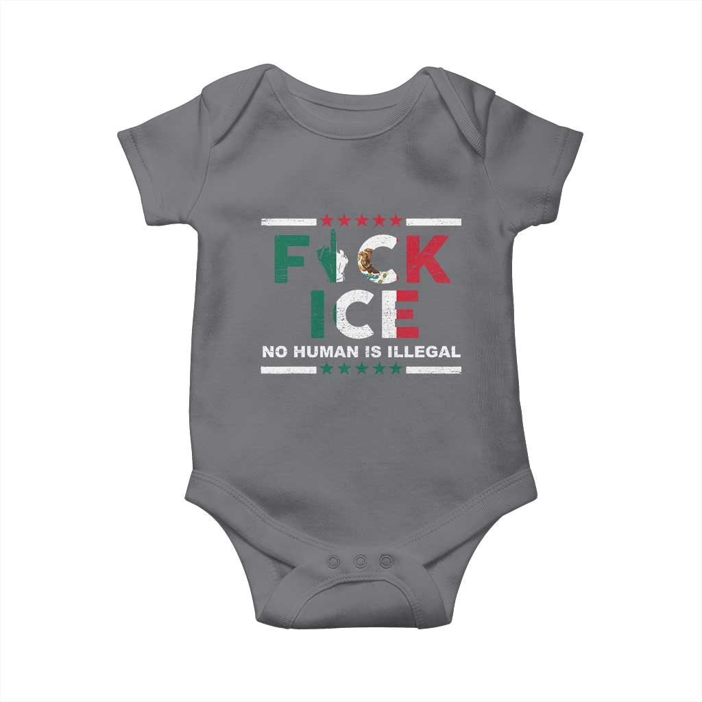Fck Ice Baby Onesie Mexico Flag Mexican Immigrant Anti Immigration Enforcement TS10 Charcoal Print Your Wear