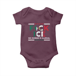 Fck Ice Baby Onesie Mexico Flag Mexican Immigrant Anti Immigration Enforcement TS10 Maroon Print Your Wear