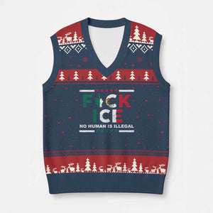 Fck Ice V-Neck Knit Sweater Vest Mexico Flag Mexican Immigrant Anti Immigration Enforcement TS10 Navy Red Print Your Wear