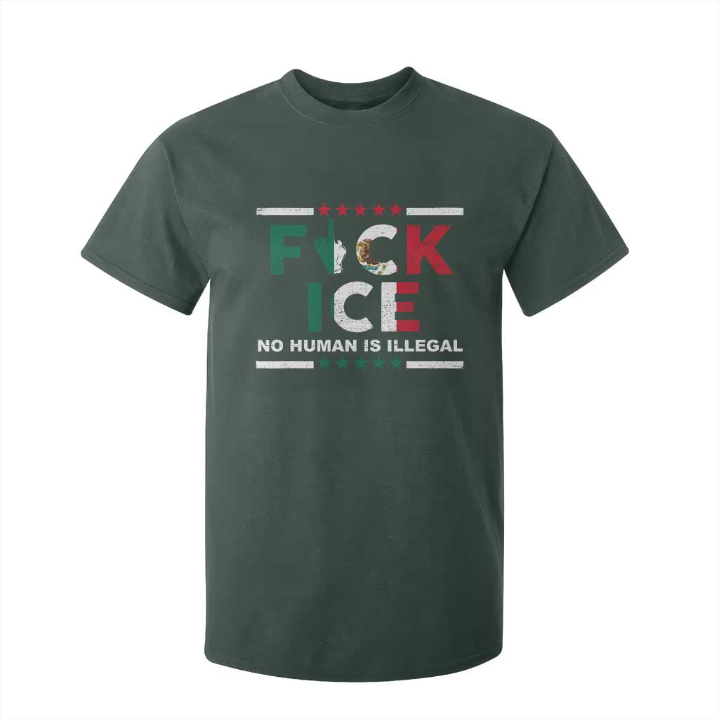 Fck Ice T Shirt For Kid Mexico Flag Mexican Immigrant Anti Immigration Enforcement TS10 Dark Forest Green Print Your Wear