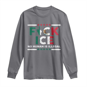 Fck Ice Long Sleeve Shirt Mexico Flag Mexican Immigrant Anti Immigration Enforcement TS10 Charcoal Print Your Wear