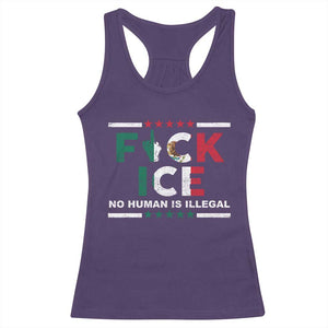 Fck Ice Racerback Tank Top Mexico Flag Mexican Immigrant Anti Immigration Enforcement TS10 Purple Print Your Wear