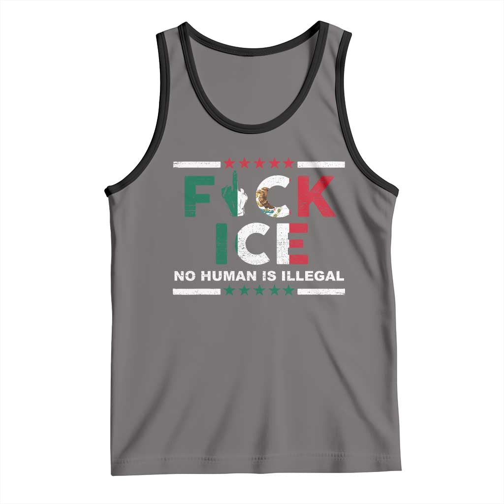 Fck Ice Tank Top Mexico Flag Mexican Immigrant Anti Immigration Enforcement TS10 Deep Heather Black Print Your Wear