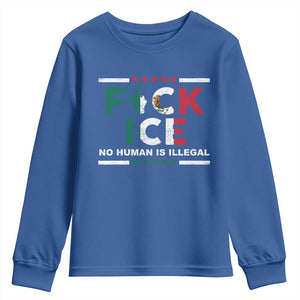 Fck Ice Youth Sweatshirt Mexico Flag Mexican Immigrant Anti Immigration Enforcement TS10 Royal Blue Print Your Wear