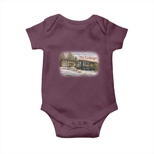 Coming To The Cottage Baby Onesie Retro LGBT Romance Hockey Fan TS10 Maroon Print Your Wear