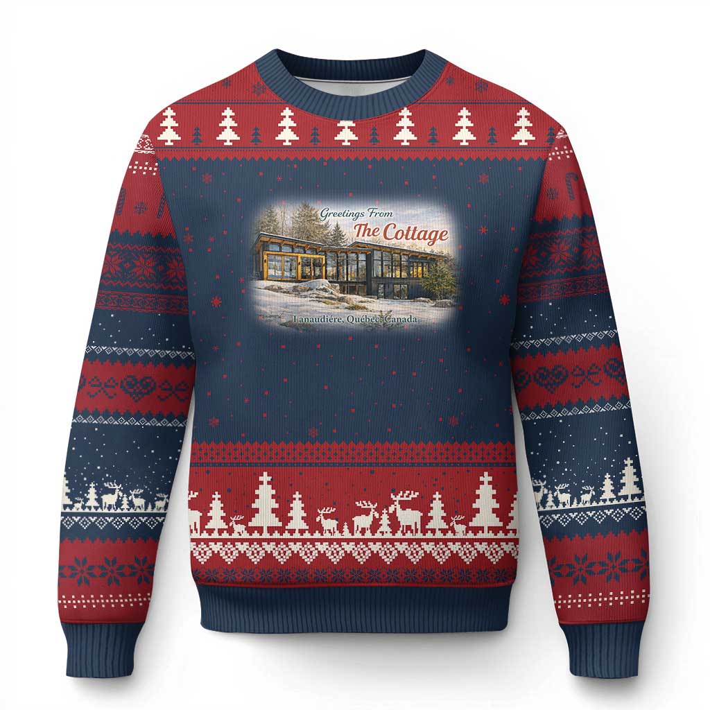 Coming To The Cottage Ugly Christmas Sweater Retro LGBT Romance Hockey Fan TS10 Navy Red Print Your Wear