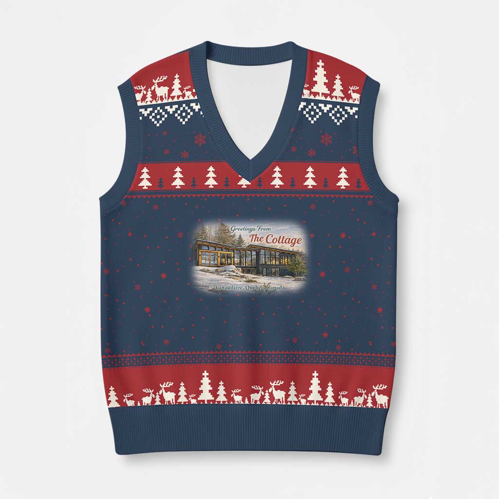 Coming To The Cottage V-Neck Knit Sweater Vest Retro LGBT Romance Hockey Fan TS10 Navy Red Print Your Wear