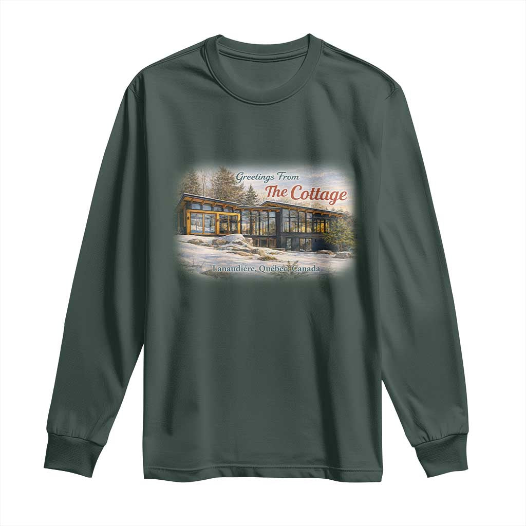 Coming To The Cottage Long Sleeve Shirt Retro LGBT Romance Hockey Fan TS10 Dark Forest Green Print Your Wear