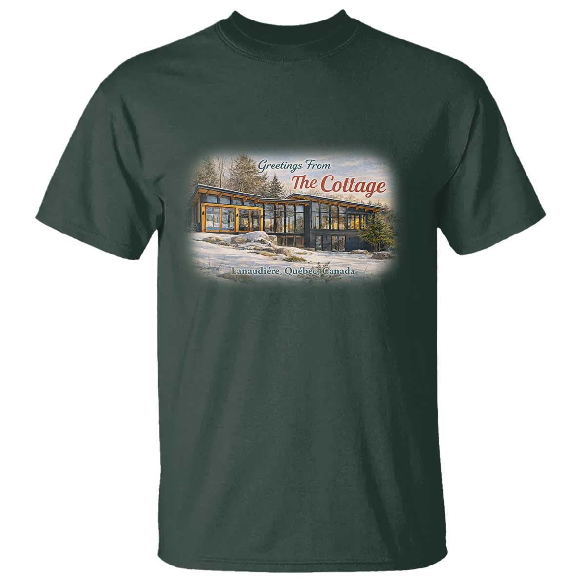 Coming To The Cottage T Shirt Retro LGBT Romance Hockey Fan TS10 Dark Forest Green Print Your Wear