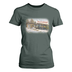 Coming To The Cottage T Shirt For Women Retro LGBT Romance Hockey Fan TS10 Dark Forest Green Print Your Wear