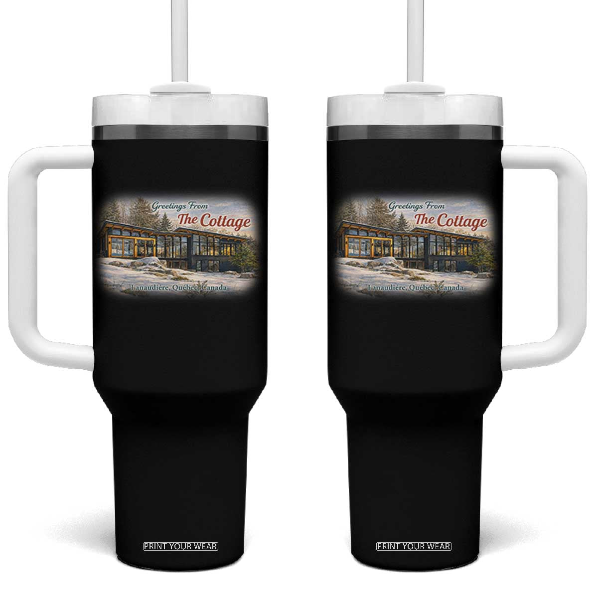 Coming To The Cottage Tumbler With Handle Retro LGBT Romance Hockey Fan TS10 One Size: 40 oz Black Print Your Wear