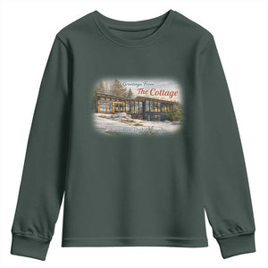 Coming To The Cottage Youth Sweatshirt Retro LGBT Romance Hockey Fan TS10 Dark Forest Green Print Your Wear