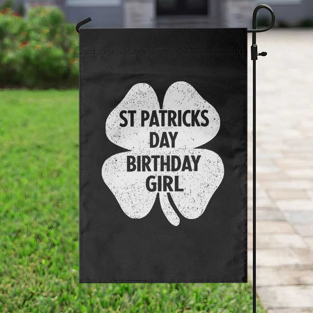 St Patricks Day Birthday Girl Garden Flag Irish Bday Shamrock Clovers TS10 Print Your Wear