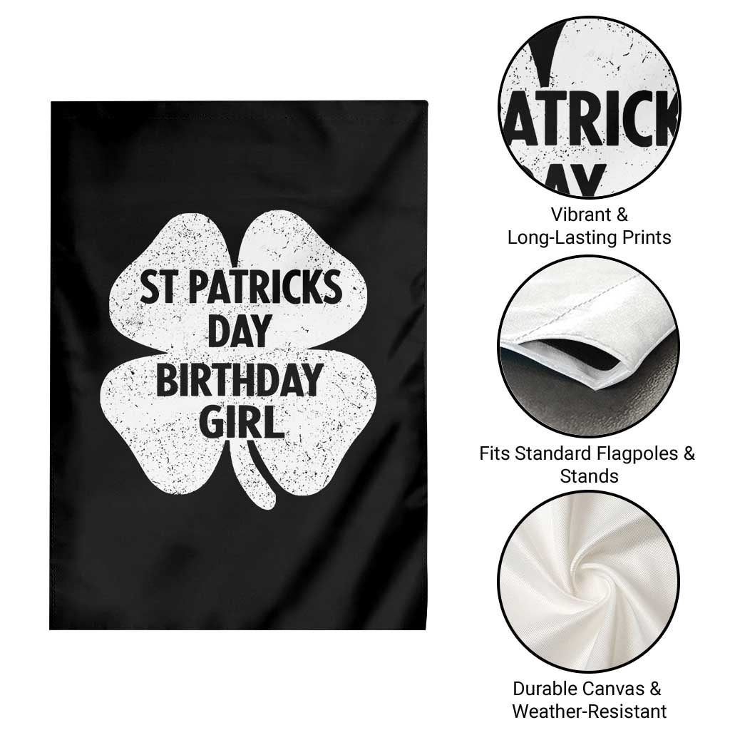 St Patricks Day Birthday Girl Garden Flag Irish Bday Shamrock Clovers TS10 Print Your Wear