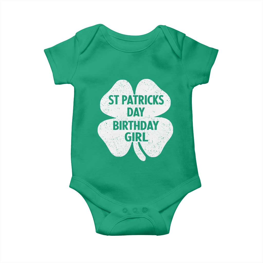 St Patricks Day Birthday Girl Baby Onesie Irish Bday Shamrock Clovers TS10 Irish Green Print Your Wear