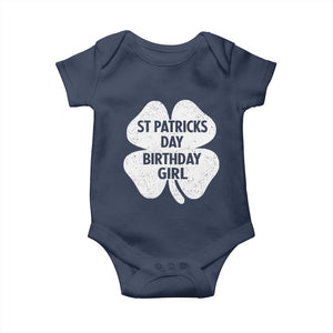 St Patricks Day Birthday Girl Baby Onesie Irish Bday Shamrock Clovers TS10 Navy Print Your Wear