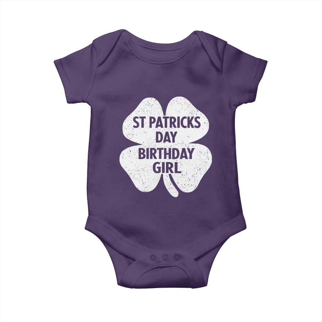St Patricks Day Birthday Girl Baby Onesie Irish Bday Shamrock Clovers TS10 Purple Print Your Wear