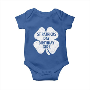 St Patricks Day Birthday Girl Baby Onesie Irish Bday Shamrock Clovers TS10 Royal Blue Print Your Wear