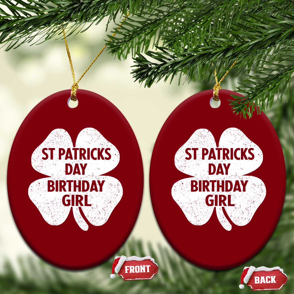 St Patricks Day Birthday Girl Ceramic Ornament Irish Bday Shamrock Clovers TS10 Print Your Wear