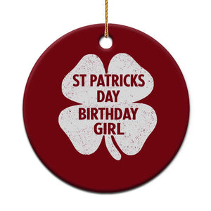 St Patricks Day Birthday Girl Ceramic Ornament Irish Bday Shamrock Clovers TS10 1pc Red Print Your Wear