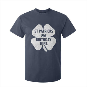 St Patricks Day Birthday Girl T Shirt For Kid Irish Bday Shamrock Clovers TS10 Navy Print Your Wear