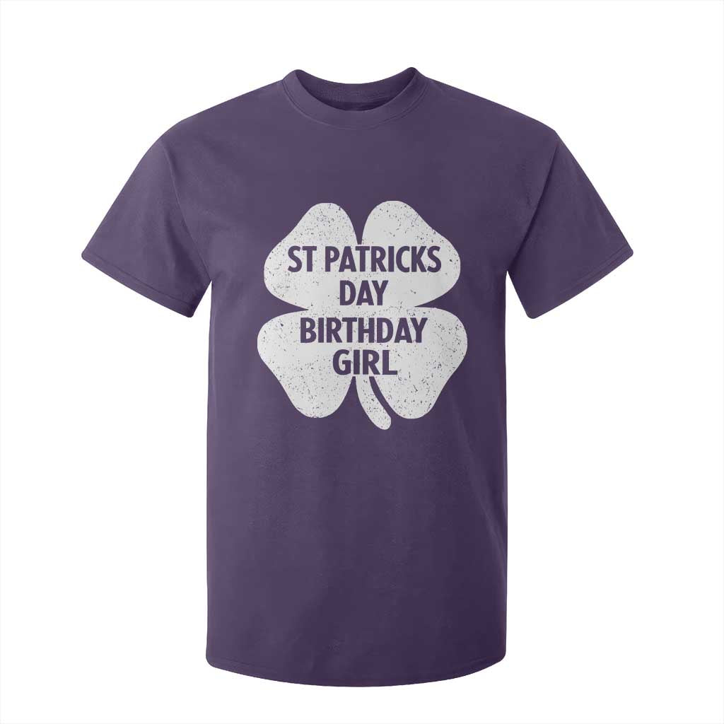 St Patricks Day Birthday Girl T Shirt For Kid Irish Bday Shamrock Clovers TS10 Purple Print Your Wear