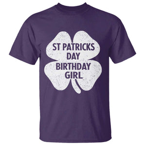 St Patricks Day Birthday Girl T Shirt Irish Bday Shamrock Clovers TS10 Purple Print Your Wear