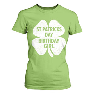St Patricks Day Birthday Girl T Shirt For Women Irish Bday Shamrock Clovers TS10 Lime Print Your Wear