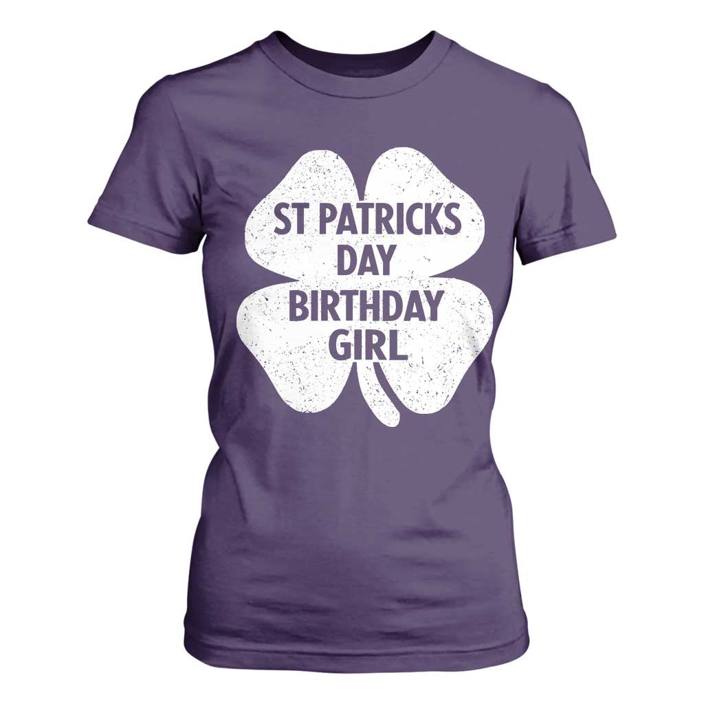 St Patricks Day Birthday Girl T Shirt For Women Irish Bday Shamrock Clovers TS10 Purple Print Your Wear