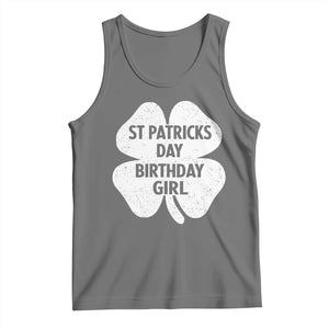 St Patricks Day Birthday Girl Tank Top Irish Bday Shamrock Clovers TS10 Black Heather Print Your Wear