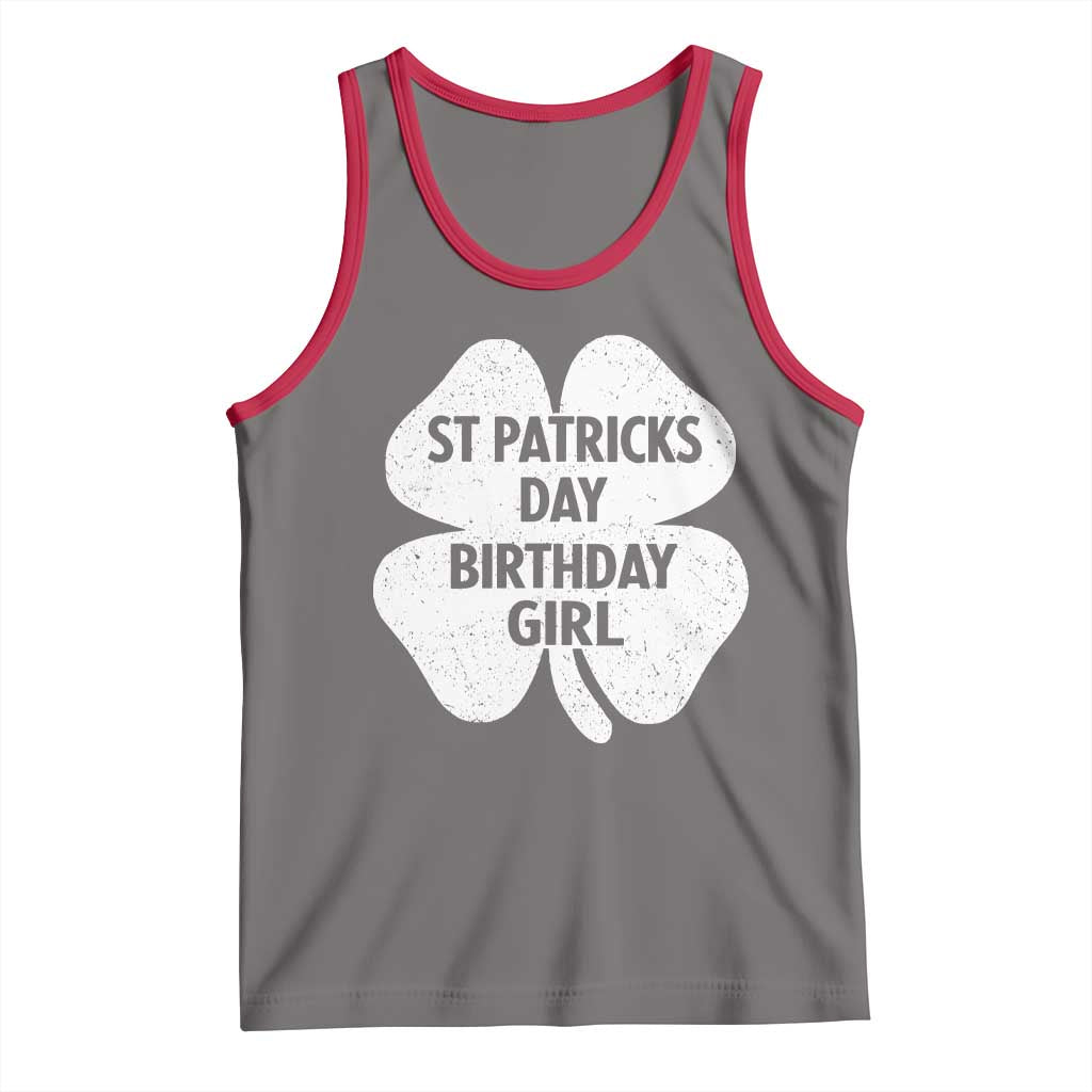 St Patricks Day Birthday Girl Tank Top Irish Bday Shamrock Clovers TS10 Deep Heather Red Print Your Wear
