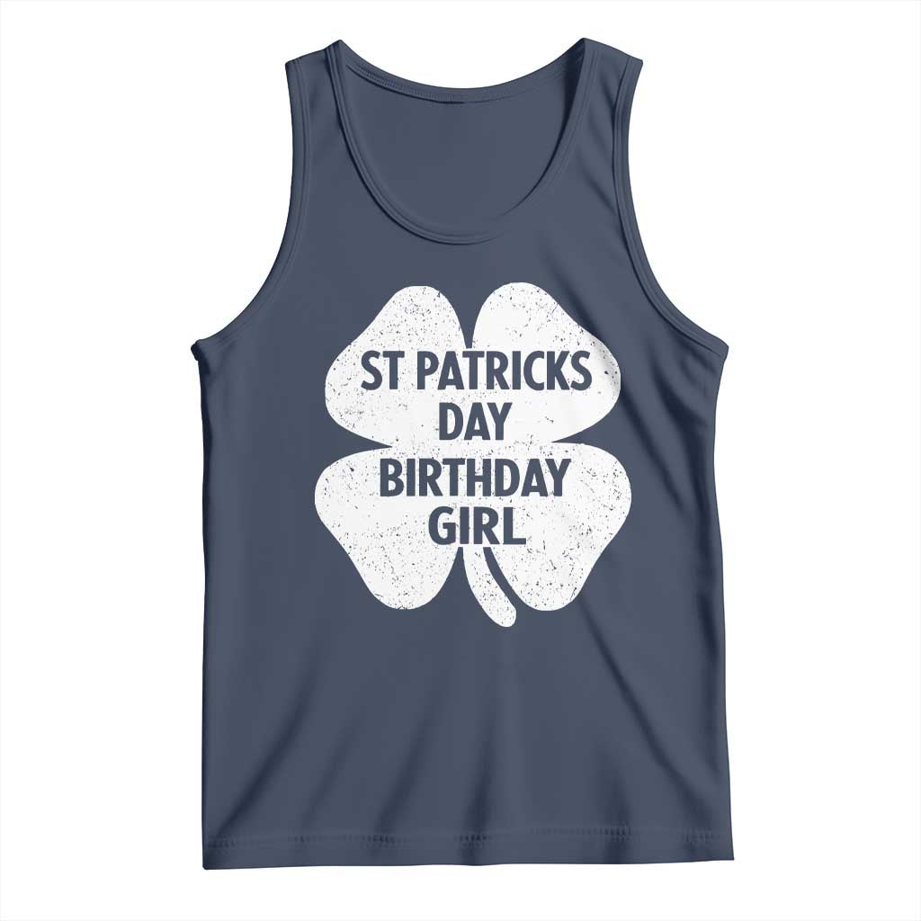 St Patricks Day Birthday Girl Tank Top Irish Bday Shamrock Clovers TS10 Navy Print Your Wear