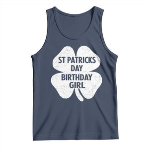 St Patricks Day Birthday Girl Tank Top Irish Bday Shamrock Clovers TS10 Navy Print Your Wear