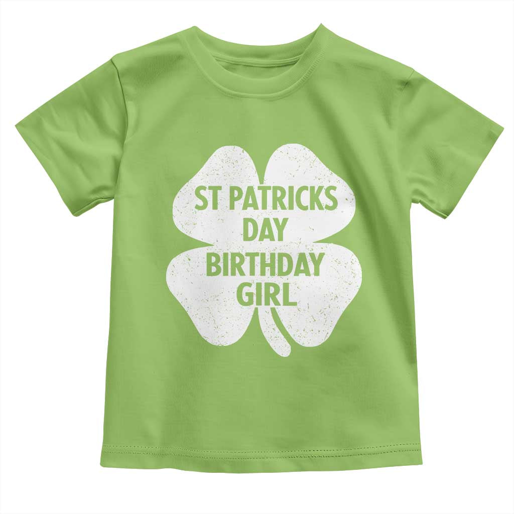 St Patricks Day Birthday Girl Toddler T Shirt Irish Bday Shamrock Clovers TS10 Lime Print Your Wear