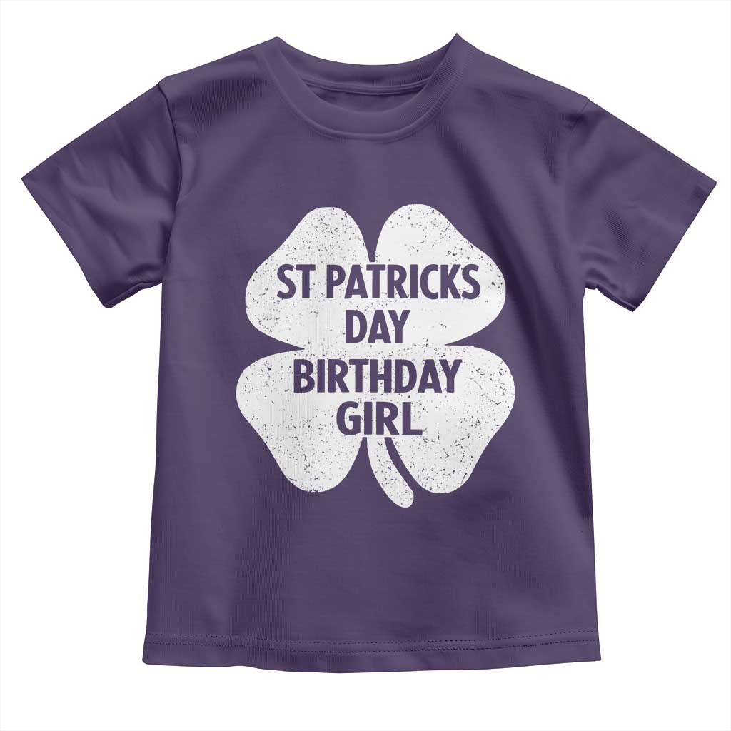 St Patricks Day Birthday Girl Toddler T Shirt Irish Bday Shamrock Clovers TS10 Purple Print Your Wear