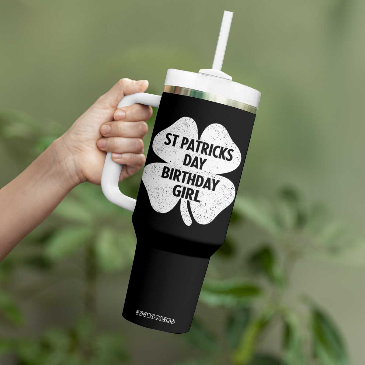 St Patricks Day Birthday Girl Tumbler With Handle Irish Bday Shamrock Clovers TS10 Print Your Wear