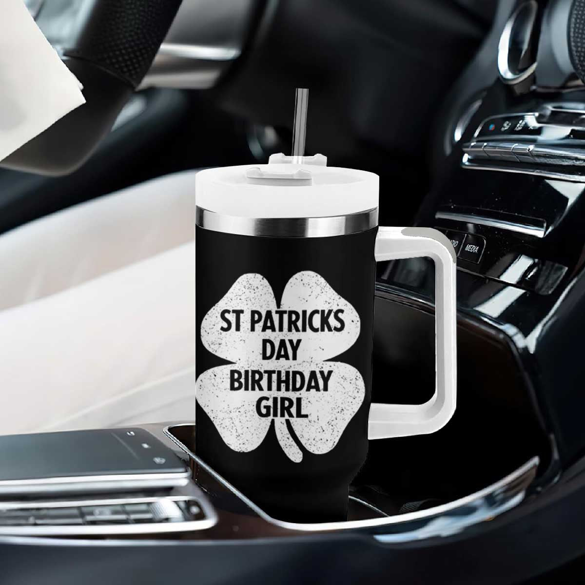 St Patricks Day Birthday Girl Tumbler With Handle Irish Bday Shamrock Clovers TS10 Print Your Wear