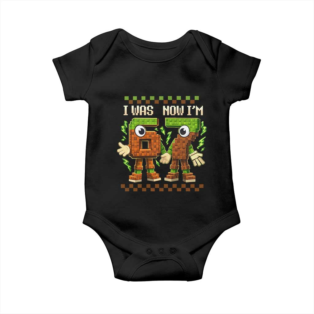 I Was 6 Now Im 7 7th Birthday 67 Meme Baby Onesie Six Seven Checkered Kids Gaming Meme TS10 Black Print Your Wear