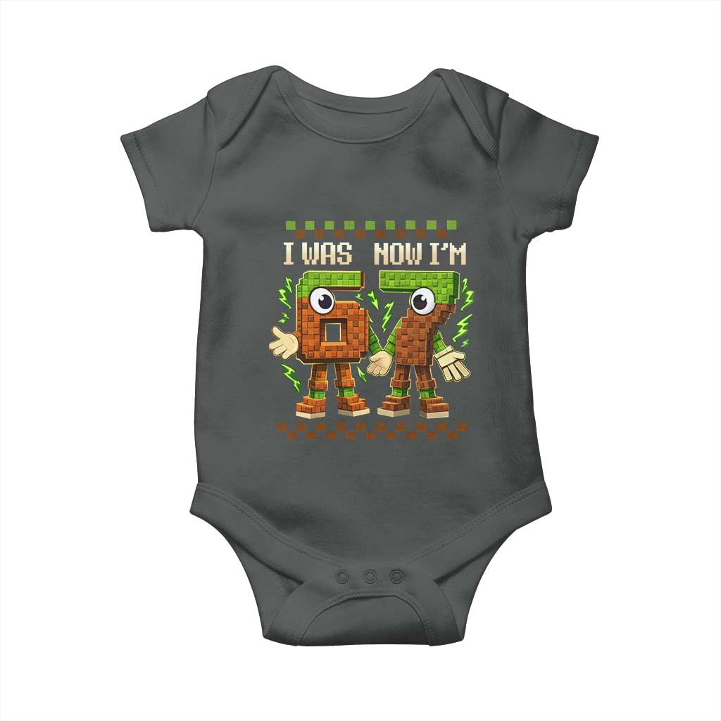 I Was 6 Now Im 7 7th Birthday 67 Meme Baby Onesie Six Seven Checkered Kids Gaming Meme TS10 Dark Heather Print Your Wear