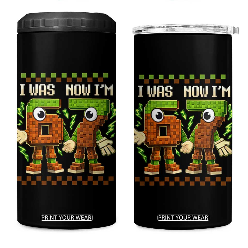 I Was 6 Now Im 7 7th Birthday 67 Meme 4 in 1 Can Cooler Tumbler Six Seven Checkered Kids Gaming Meme TS10 One Size: 16 oz Black Print Your Wear