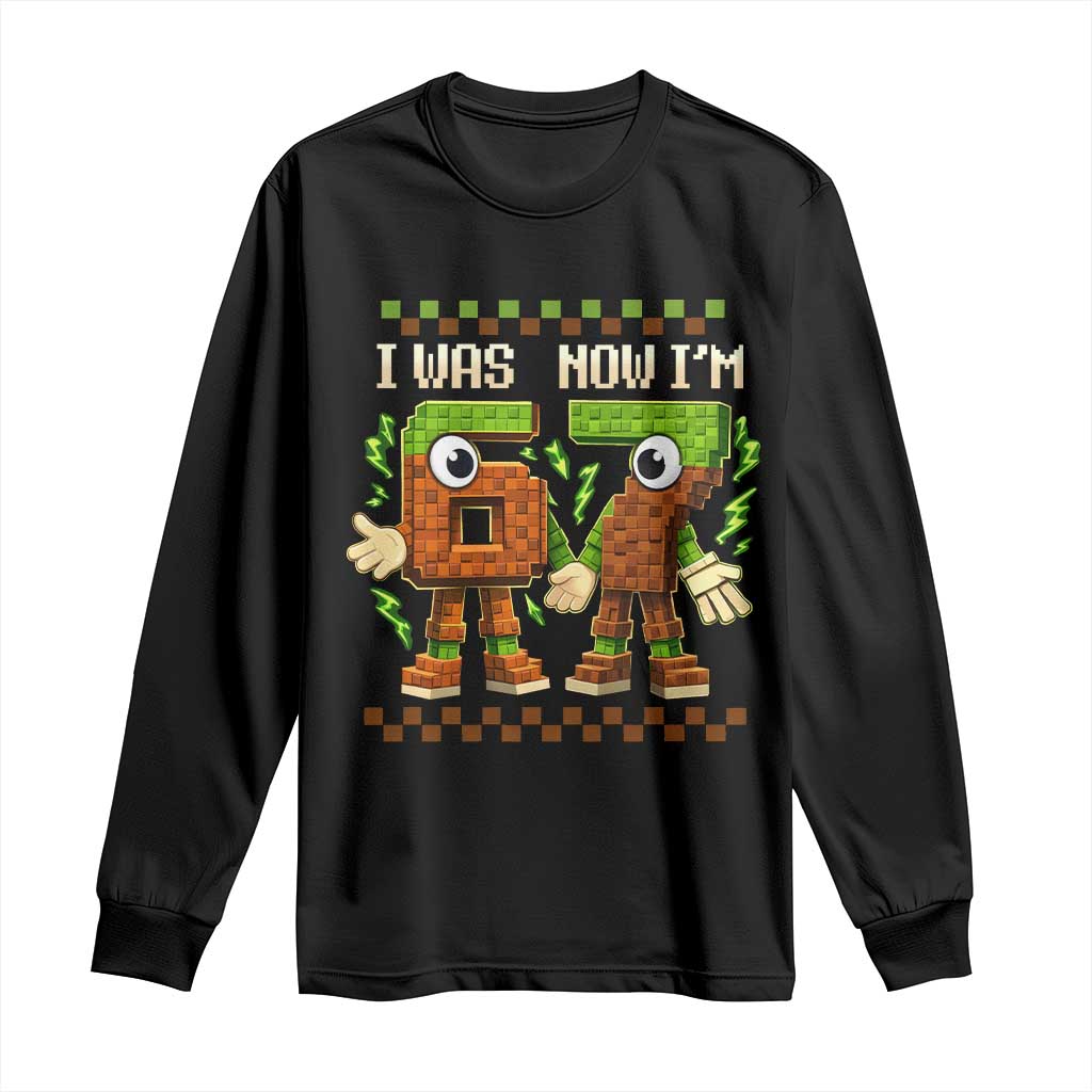 I Was 6 Now Im 7 7th Birthday 67 Meme Long Sleeve Shirt Six Seven Checkered Kids Gaming Meme TS10 Black Print Your Wear
