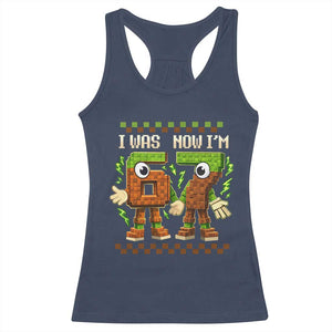 I Was 6 Now Im 7 7th Birthday 67 Meme Racerback Tank Top Six Seven Checkered Kids Gaming Meme TS10 Navy Print Your Wear