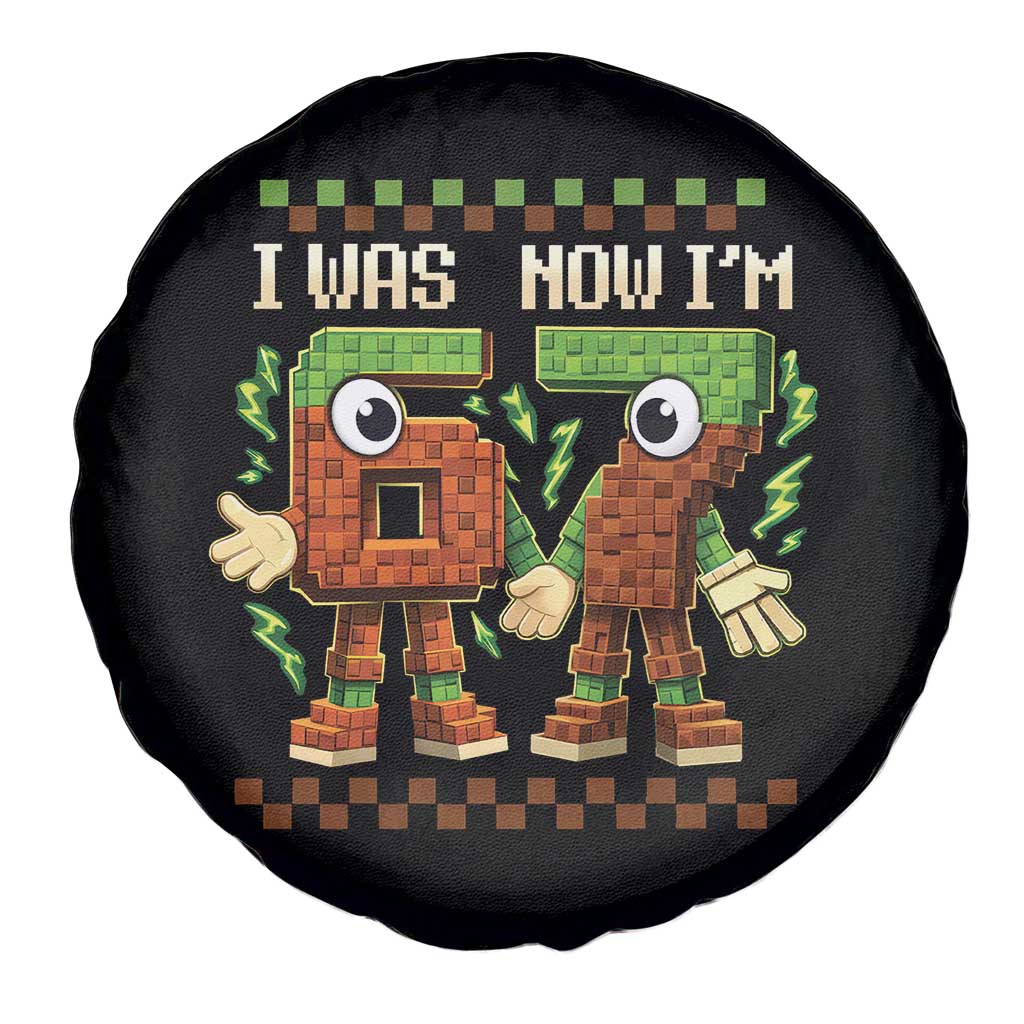 I Was 6 Now Im 7 7th Birthday 67 Meme Spare Tire Cover Six Seven Checkered Kids Gaming Meme TS10 Print Your Wear