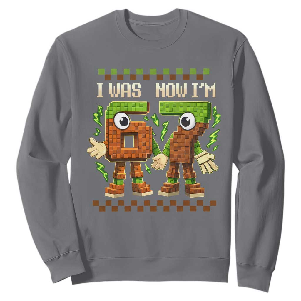 I Was 6 Now Im 7 7th Birthday 67 Meme Sweatshirt Six Seven Checkered Kids Gaming Meme TS10 Charcoal Print Your Wear